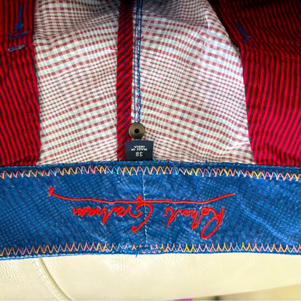 ROBERT GRAHAM Denim Shorts Men's 38W Blue White Stitched Trim Design Pockets - Picture 6 of 8